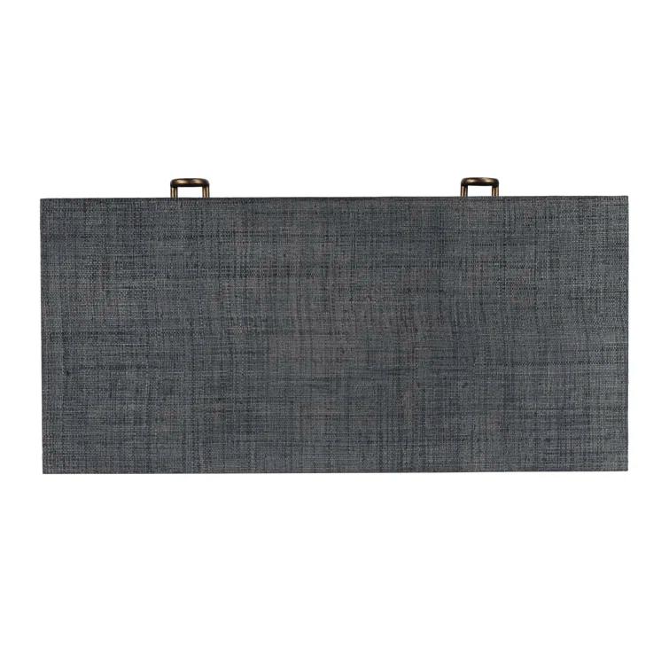 Gray Raffia Wrapped Rectangular Console Table with Drawer