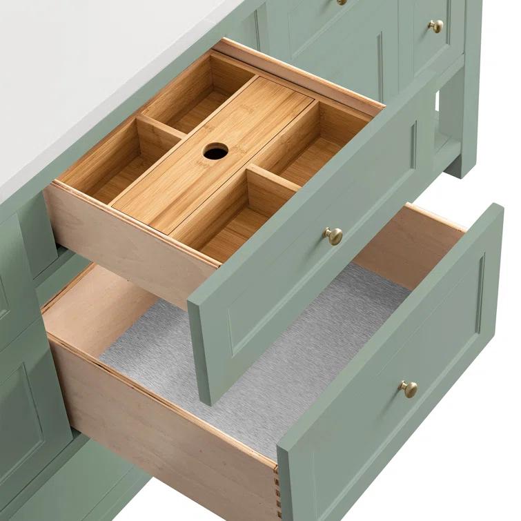 Breckenridge 72'' Smokey Celadon Double Vanity with Brass Knobs