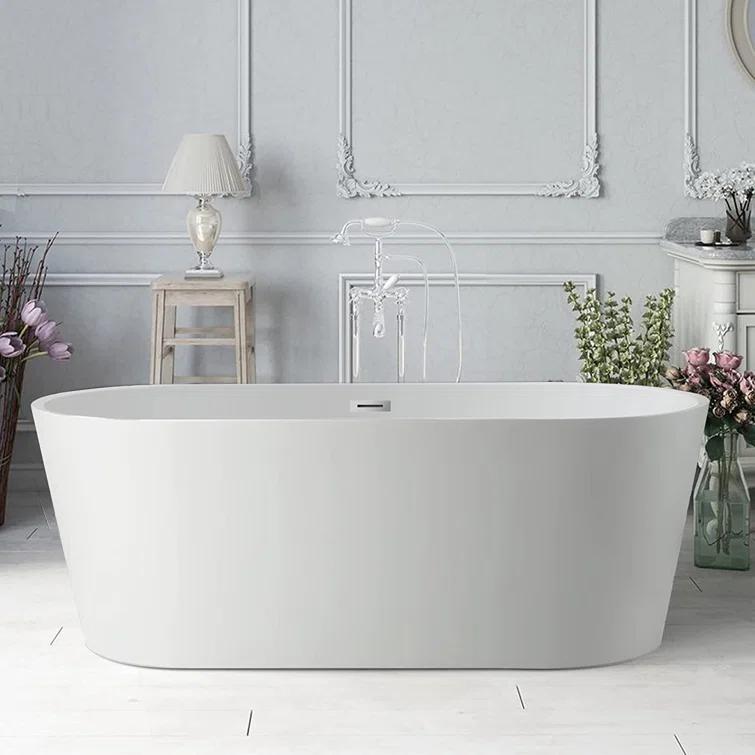 Iris 59" x 30" Freestanding Soaking Acrylic Bathtub