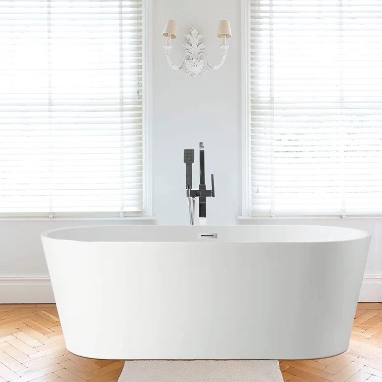 Iris 59" x 30" Freestanding Soaking Acrylic Bathtub