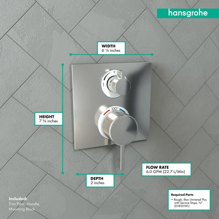 Ecostat Square Temperature Memory Thermostatic Valve Trim