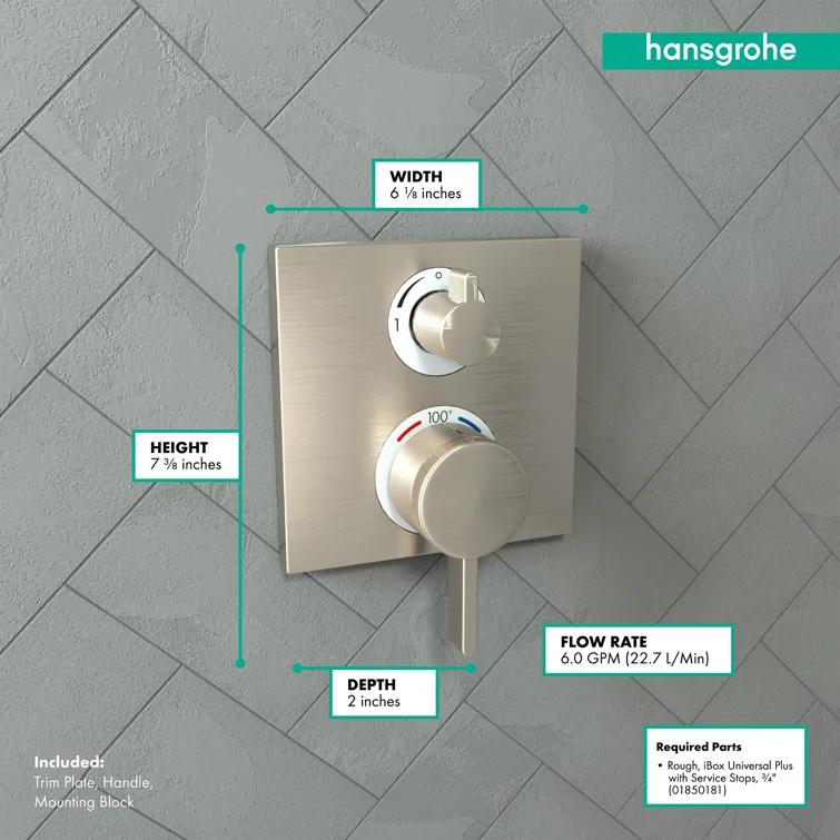 Ecostat Square Temperature Memory Thermostatic Valve Trim