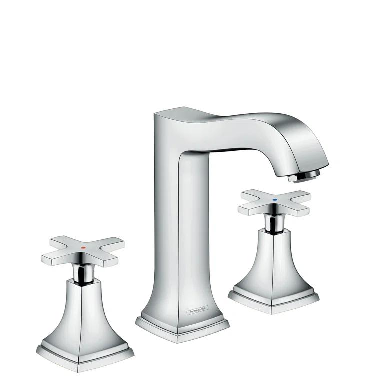 Hansgrohe Metropol Classic Widespread Faucet 160 with Cross Handles and Drain Assembly, 1.2 GPM