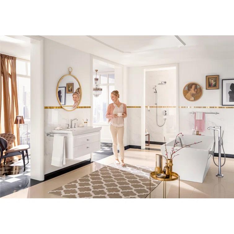 Metropol Classic Single Handle Floor Mounted Freestanding Tub Filler Trim with Hand Shower