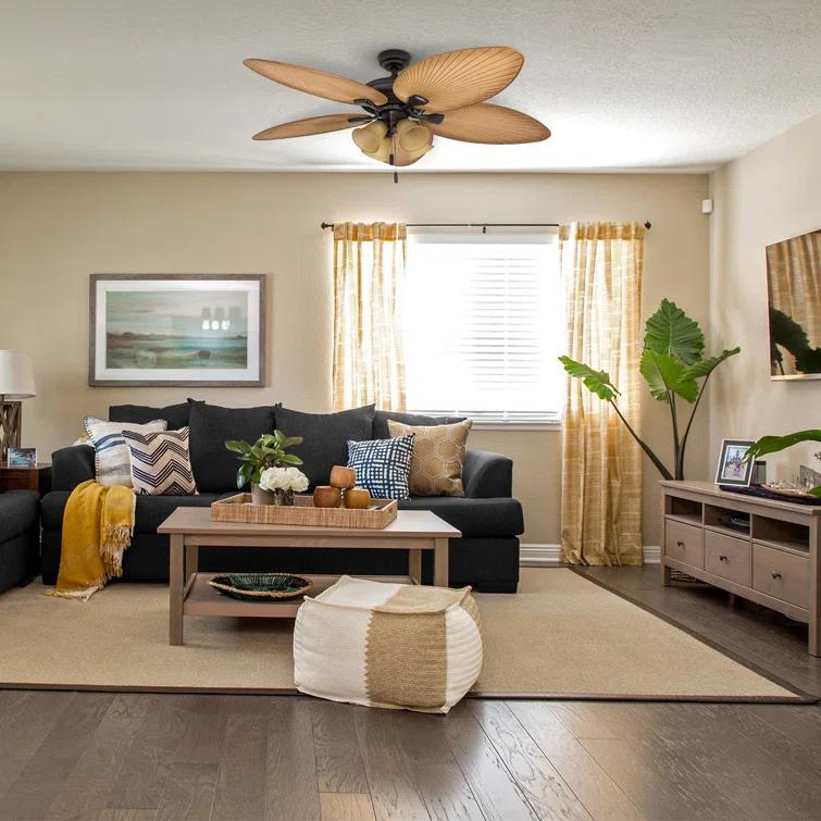 52" Palm Valley Tropical 5 Blade LED Ceiling Fan
