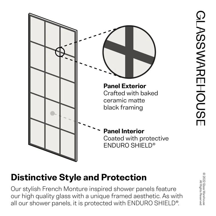 Esprit 34 in. x 58.25 in. French Monture Single Fixed Bath Panel