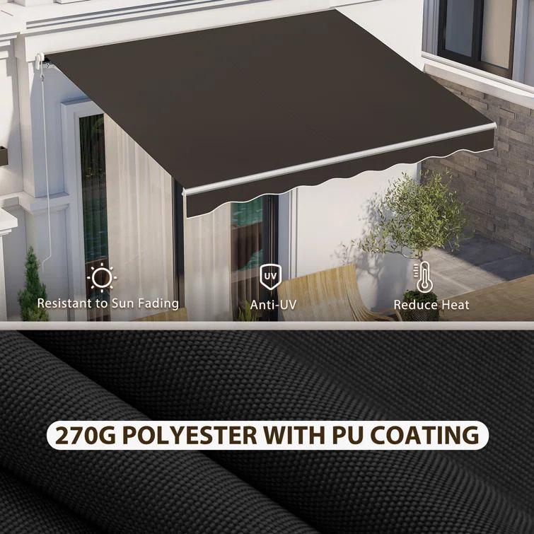 Outsunny 59'' Polyester Cream Cover Motorized Retractable Patio Awning