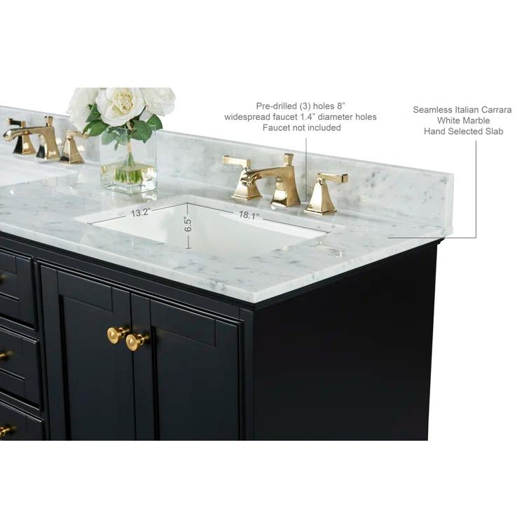 Varna 60'' Double Bathroom Vanity with Marble Top