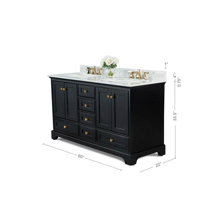 Varna 60'' Double Bathroom Vanity with Marble Top
