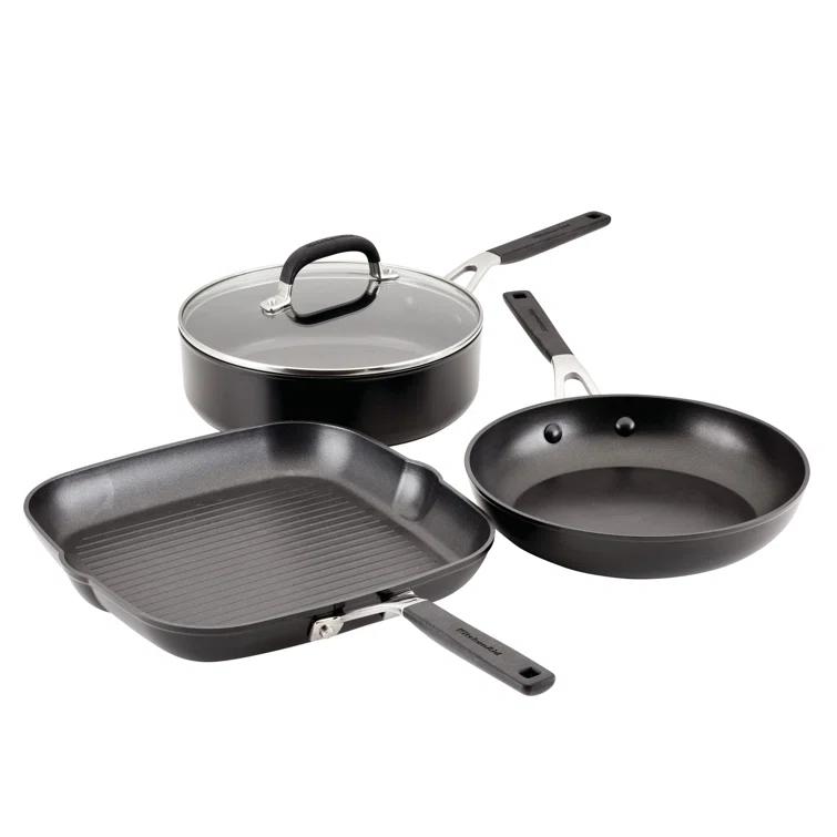 KitchenAid® KitchenAid Hard Anodized Nonstick Cookware Pots and Pans Set, 4 Piece, Onyx Black