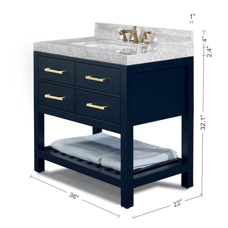 Carrie 36'' Single Bathroom Vanity with Carrara Marble Top