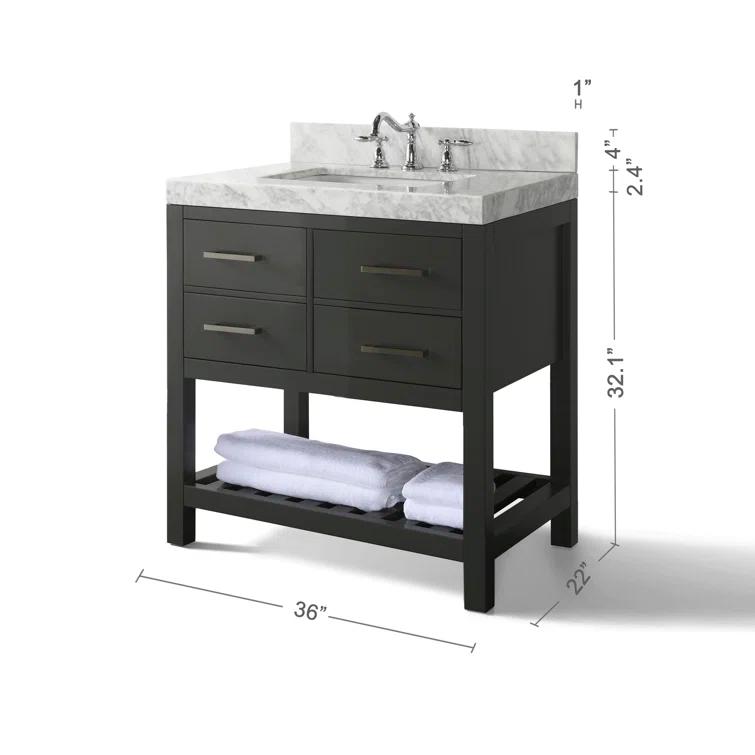 Carrie 36'' Single Bathroom Vanity with Carrara Marble Top