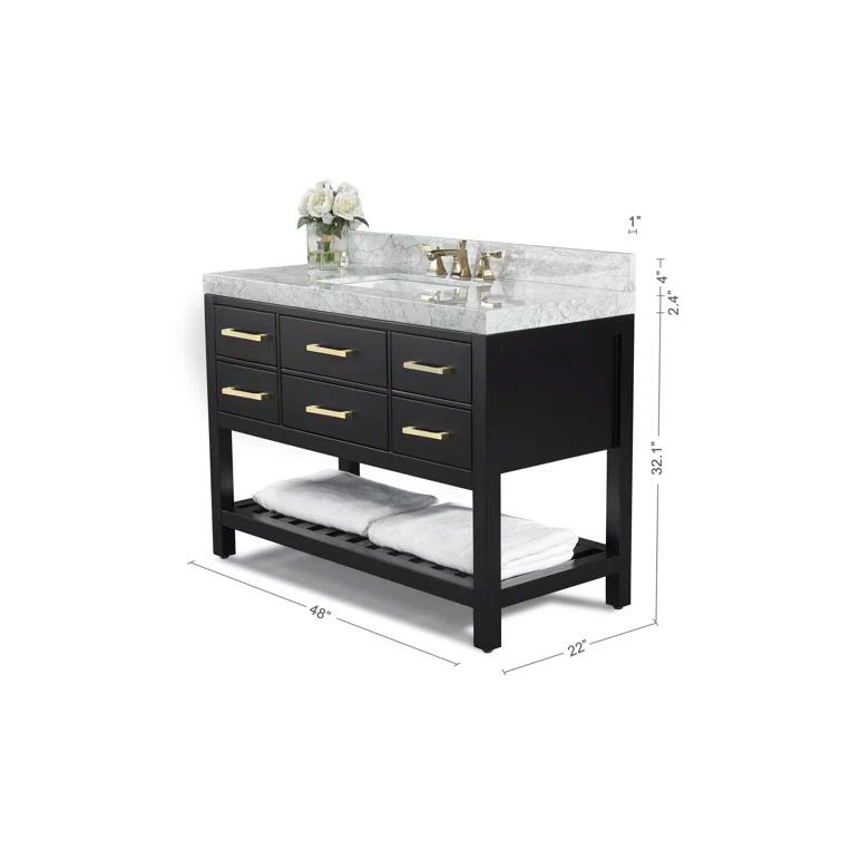 Ancerre Designs Elizabeth 48" Wood Bathroom Vanity Set in Black Onyx