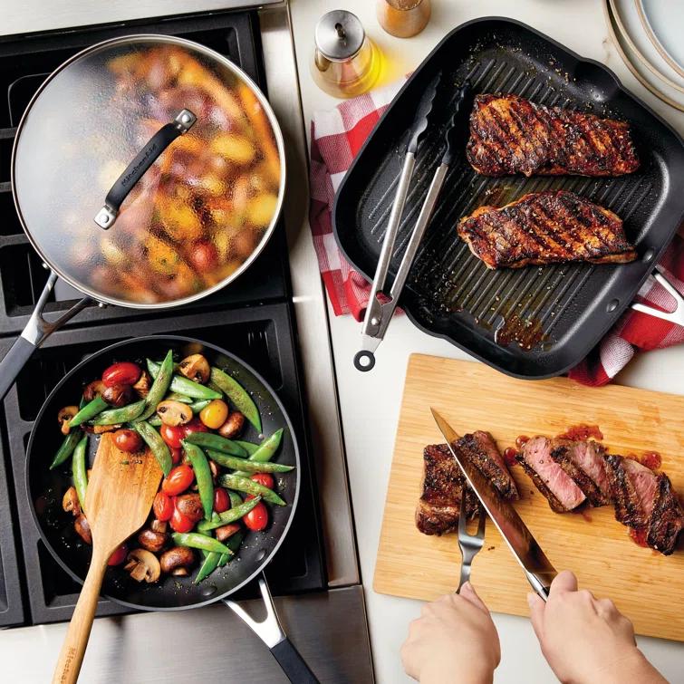 KitchenAid® KitchenAid Hard Anodized Nonstick Cookware Pots and Pans Set, 4 Piece, Onyx Black