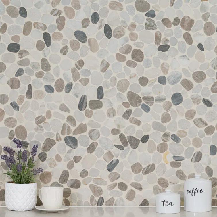 Ackland 12" x 12" Natural Stone Pebbles/Rocks Mosaic Floor & Wall Tile