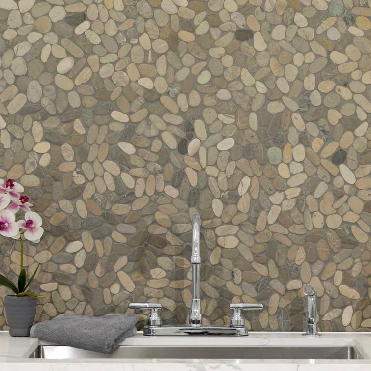 Ackland 12" x 12" Natural Stone Pebbles/Rocks Mosaic Floor & Wall Tile