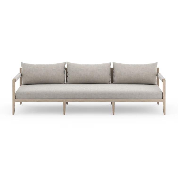 Sherwood 93" Gray Teak Outdoor 3-Seat Sofa