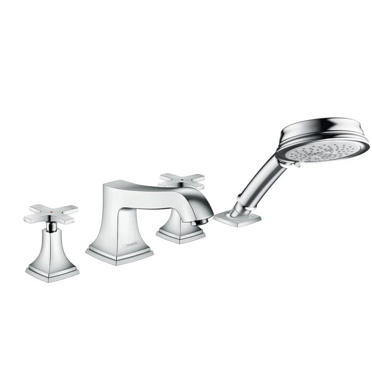 Hansgrohe Metropol Classic 4-Hole Roman Tub Set Trim with 1.8 GPM Handshower Trim Set Only