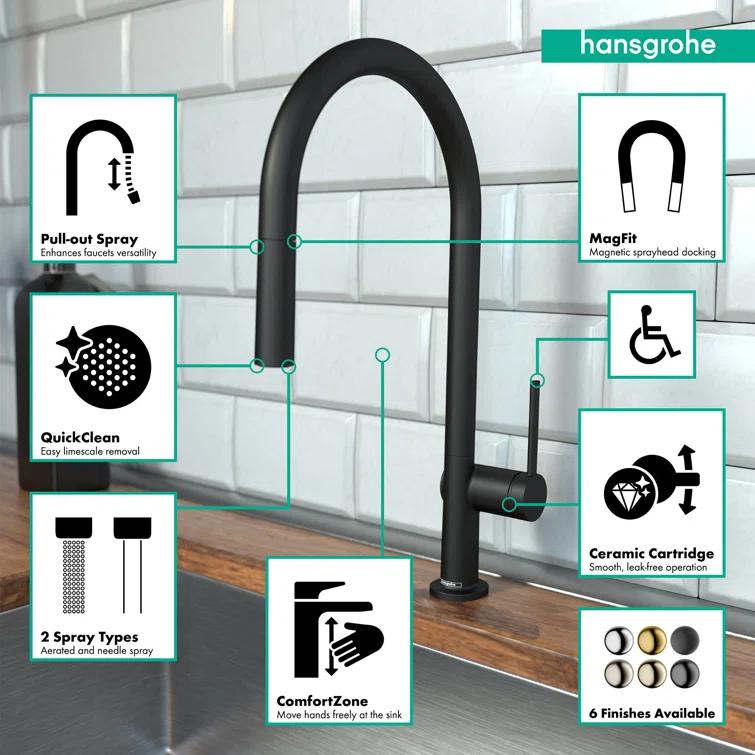 hansgrohe Talis N HighArc Kitchen Faucet, O-Style 2-Spray Pull-Down, 1.75 GPM
