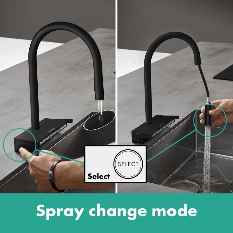Aquno Select 3-Spray Kitchen Faucet with Pull-Down Spout, 1.75