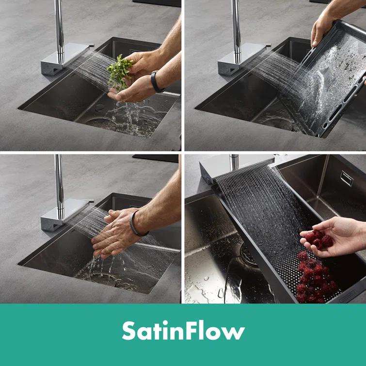 Hansgrohe Aquno Select Kitchen Faucet with L-Shape 2-Spray Pull-Out Spout with sBox, 1.75 73830671