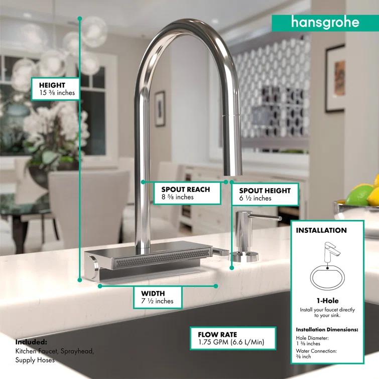 Aquno Select 3-Spray Kitchen Faucet with Pull-Down Spout, 1.75