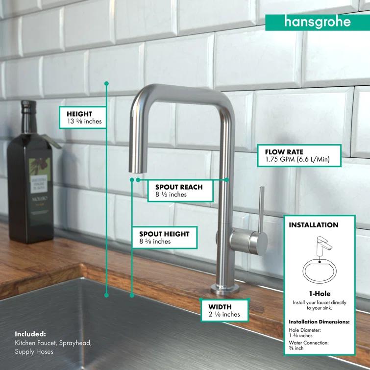 hansgrohe Talis N Kitchen Faucet, U-Style 1-Spray, 1.75 GPM