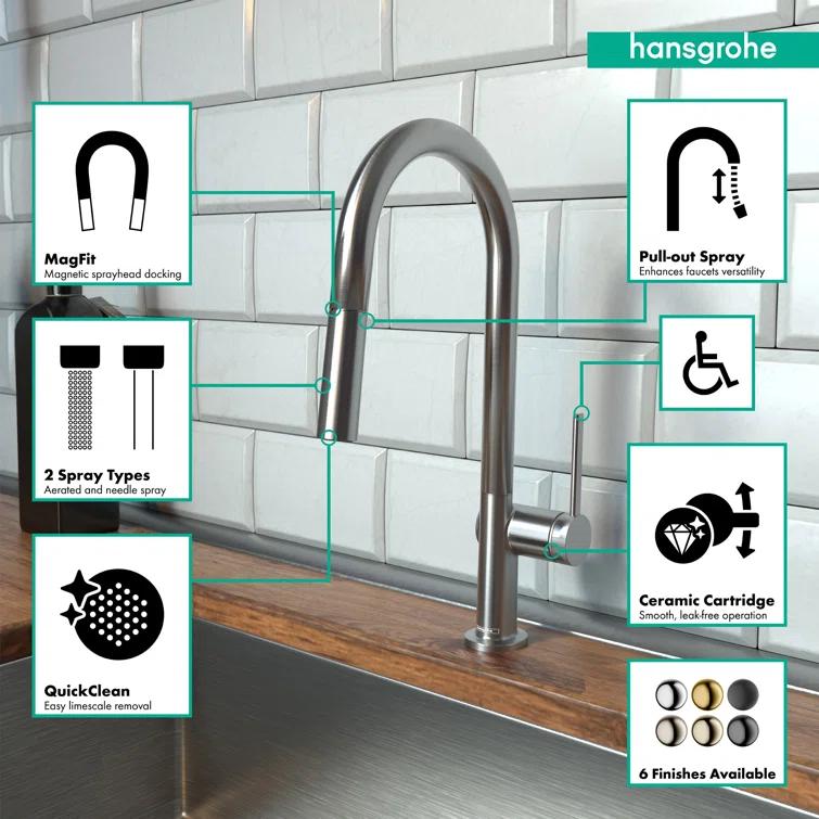 hansgrohe Talis N HighArc Kitchen Faucet, A-Style 2-Spray Pull-Down, 1.75 GPM