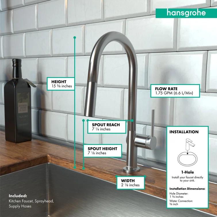 hansgrohe Talis N HighArc Kitchen Faucet, A-Style 2-Spray Pull-Down, 1.75 GPM