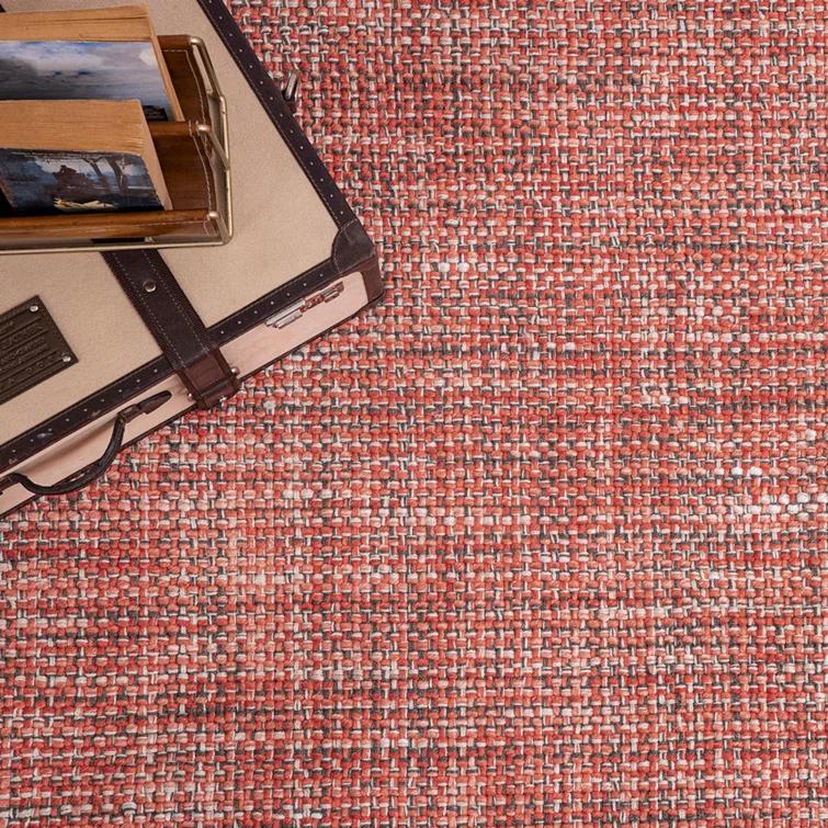 Morris Hand Woven Polyester Indoor/Outdoor Area Rug in Coral/Gray