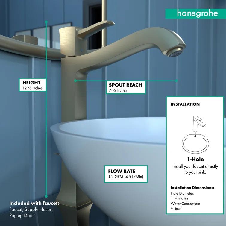 Hansgrohe Metropol Classic Single-Hole Faucet 260 with Drain Assembly, 1.2 GPM