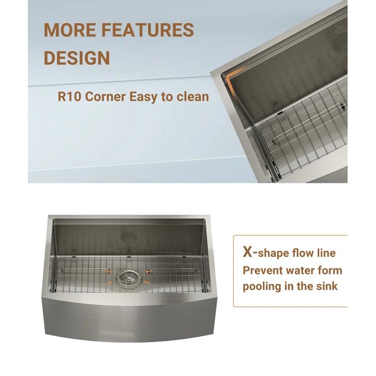 30" L x 22" W Apron Farmhouse Kitchen Sink with Faucet Included