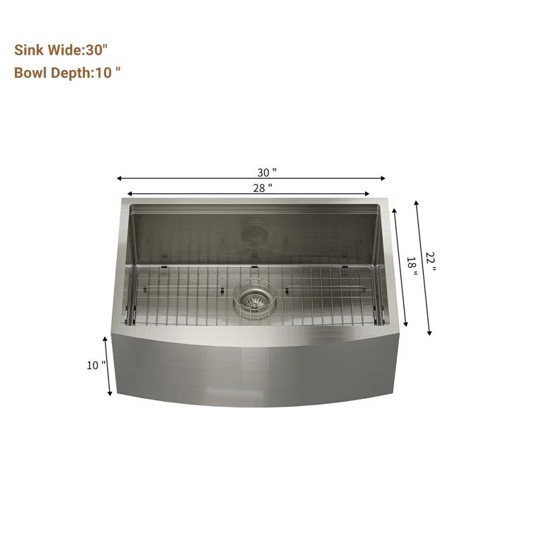 30" L x 22" W Apron Farmhouse Kitchen Sink with Faucet Included