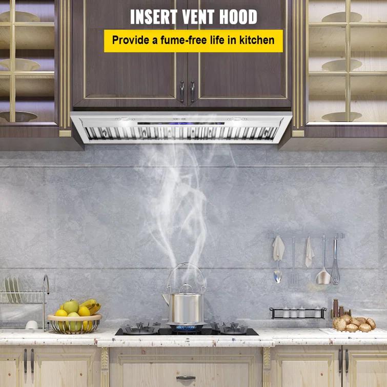 VEVOR 900-CFM 4-Speed 30-inch Ducted Insert Range Hood with Charcoal Filter and Light Included