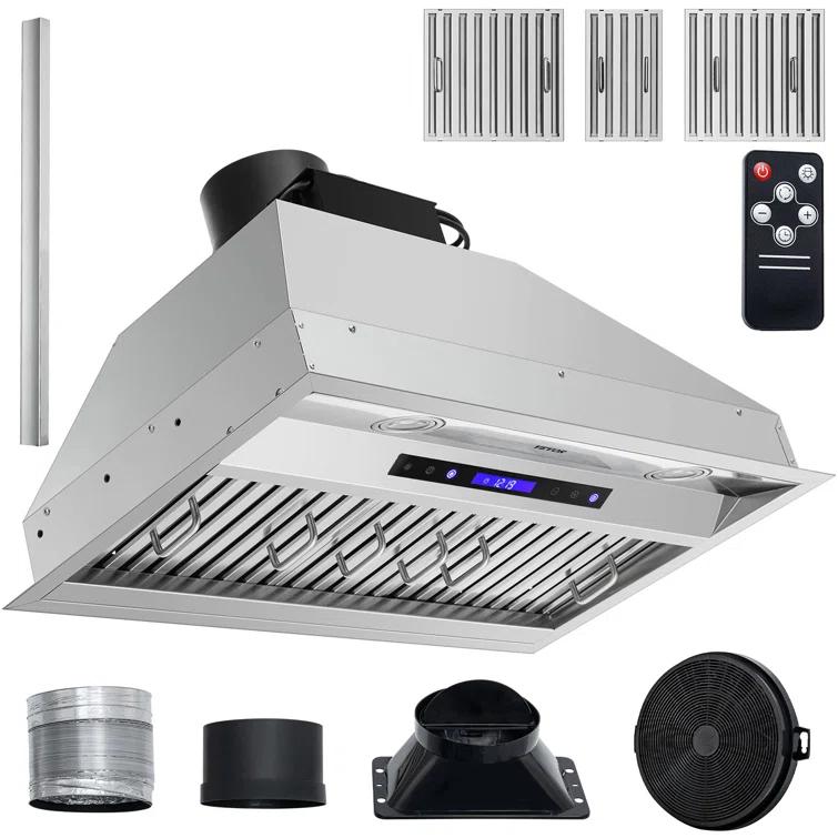 VEVOR 900-CFM 4-Speed 30-inch Ducted Insert Range Hood with Charcoal Filter and Light Included
