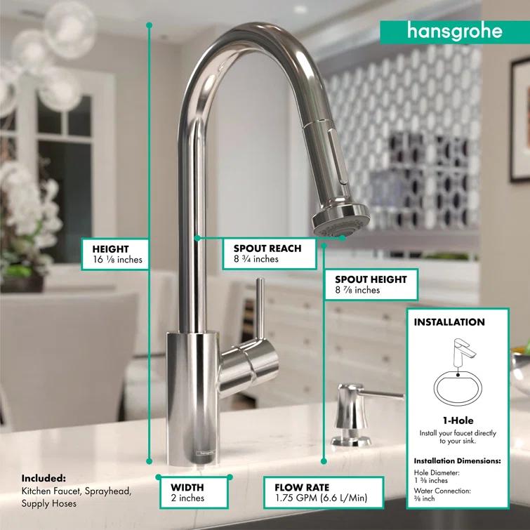Talis S² Pull Down Single Handle Kitchen Faucet with Handle and Supply Lines