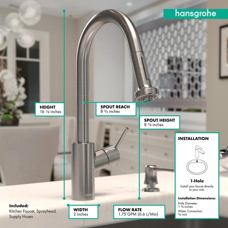 Talis S² Pull Down Single Handle Kitchen Faucet with Handle and Supply Lines