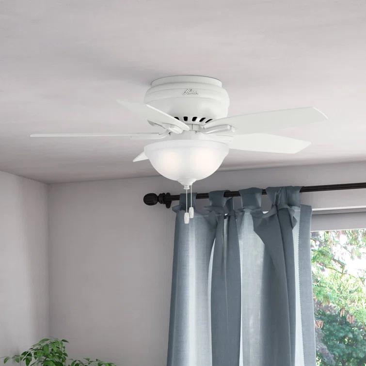 Newsome 42" 5 - Blade Traditional Flush Mount Indoor Ceiling Fan with Lights and Pull Chains