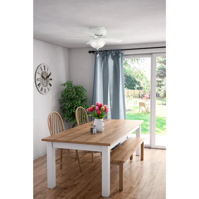 Newsome 42" 5 - Blade Traditional Flush Mount Indoor Ceiling Fan with Lights and Pull Chains