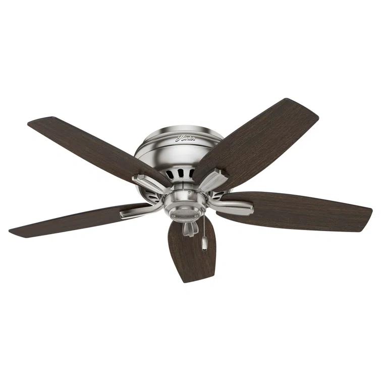 Newsome 42" 5 - Blade Traditional Flush Mount Indoor Ceiling Fan with Lights and Pull Chains