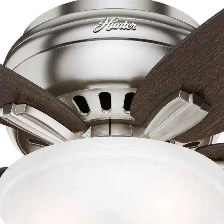 Newsome 42" 5 - Blade Traditional Flush Mount Indoor Ceiling Fan with Lights and Pull Chains