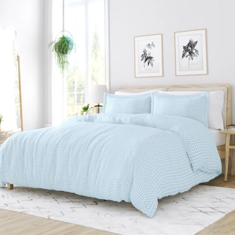 Simply Soft™ Puffed Chevron Pattern Duvet Cover Set
