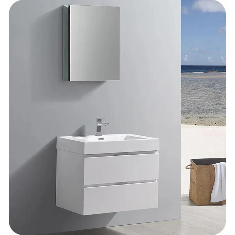 Valencia 24" Wall Mount Single Sink Bathroom Vanity with Top and Sink (Faucet Not Included)