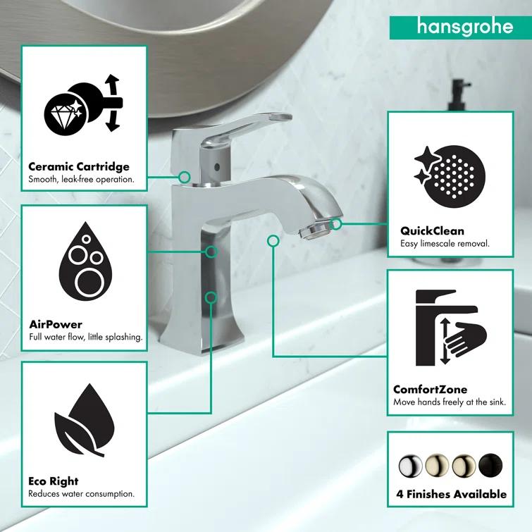 Metris C Single Hole Bathroom Faucet with Drain Assembly