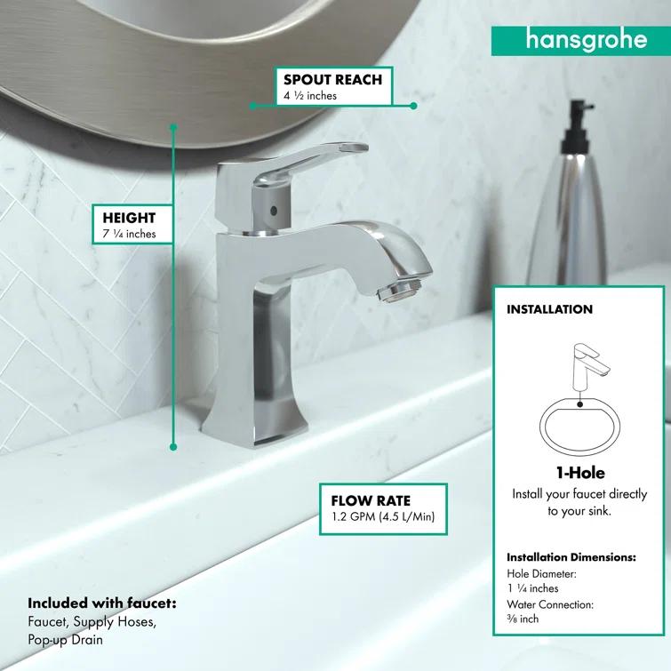Metris C Single Hole Bathroom Faucet with Drain Assembly