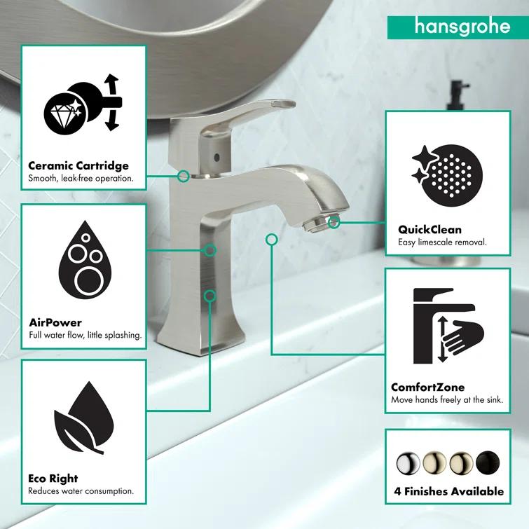 Metris C Single Hole Bathroom Faucet with Drain Assembly