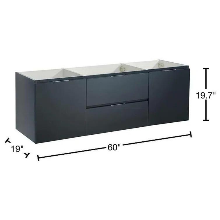 Valencia 60" Wall Mount Single Sink Bathroom Vanity Base Only (Top and Sink Not Included)