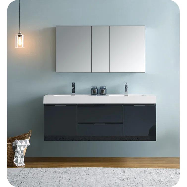Valencia 60" Wall Mount Single Sink Bathroom Vanity with Top and Sink (Faucet Not Included)