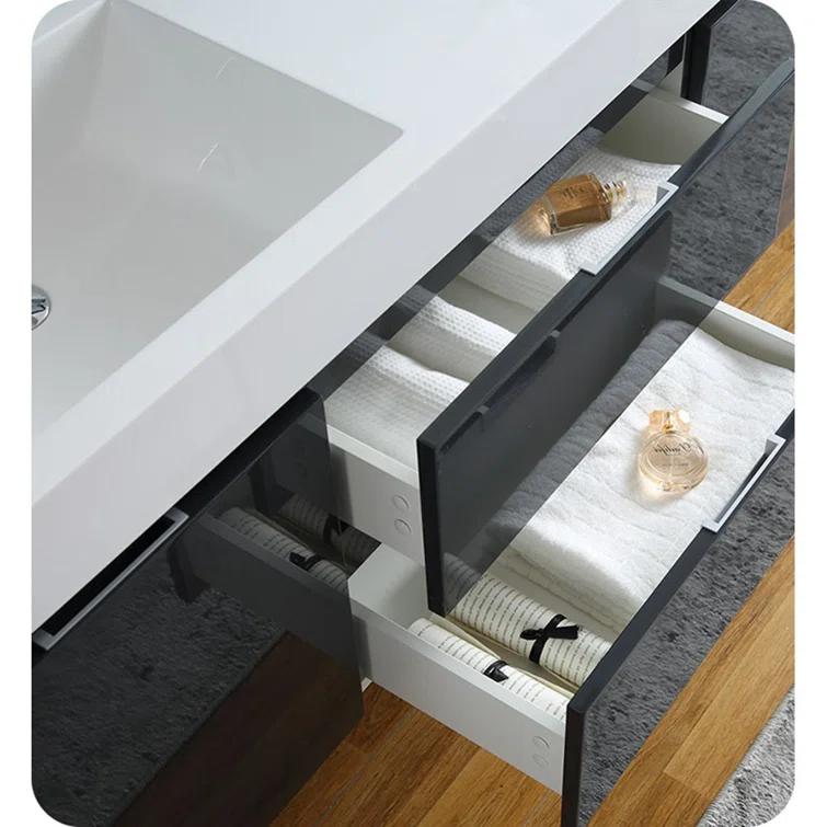 Valencia 60" Wall Mount Single Sink Bathroom Vanity with Top and Sink (Faucet Not Included)