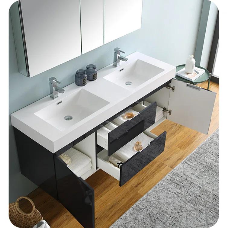 Valencia 60" Wall Mount Single Sink Bathroom Vanity with Top and Sink (Faucet Not Included)